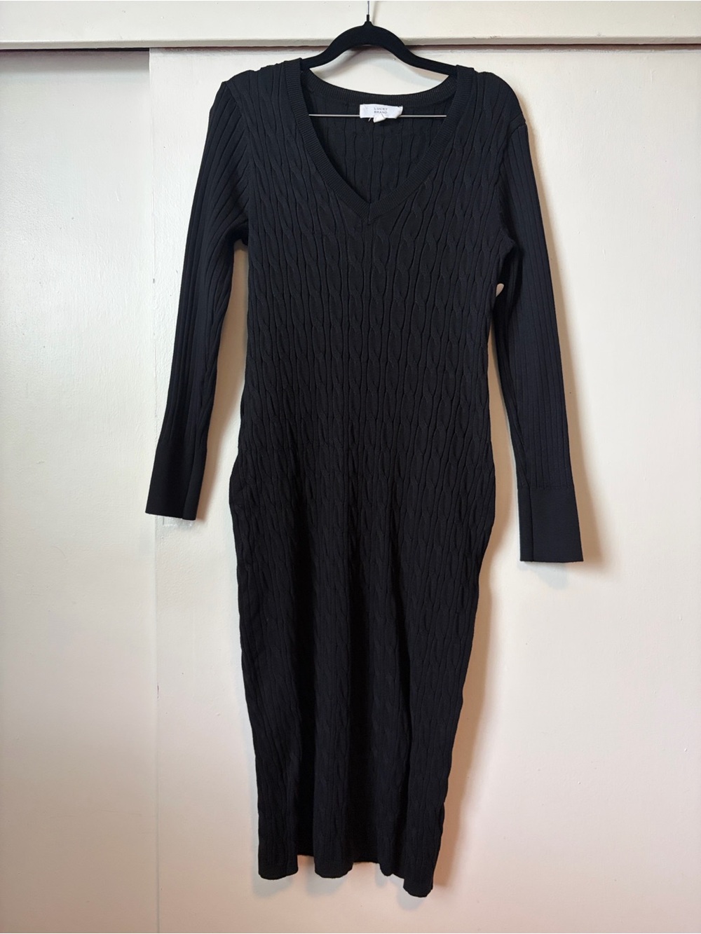 Lucky Brand Black Cable-Knit Sweater Dress